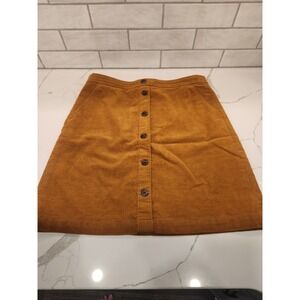 J.‎ Crew Brown Corduroy 6 Button Mustard Brown Zip Back Lined Mini Skirt Size 8